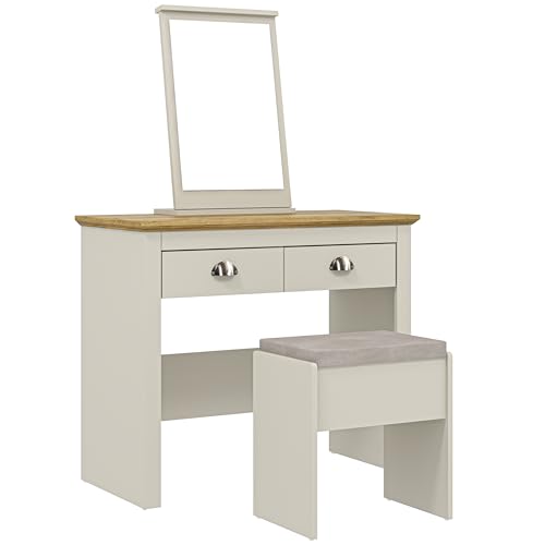 Galano Sufy Dressing Table with Mirror and Cushioned Stool - Bedroom Large Vanity Makeup Table with Drawer Storage – Console Table for Home Hallway and Living