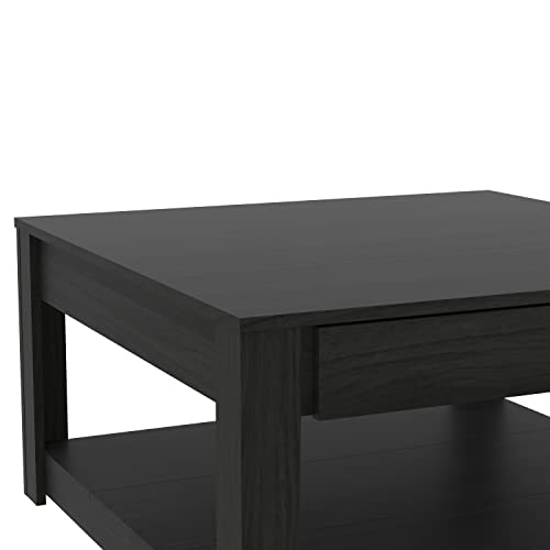 Galano Philia Square Coffee Table - Hidden Compartment and Storage Shelf - Modern Tabletop Dining Table for Living Room - Engineered Wood - Easy Assembly - Dusty Grey Oak