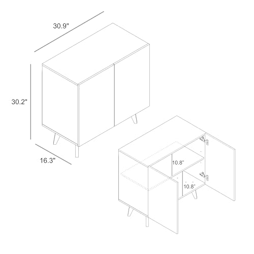 Galano Capson Vera Akzentschrank mit 2 Türen, Sideboard, Aufbewahrungsbuffet mit Türen, multifunktionaler Schrank für Wohnzimmer, Eingangsbereich, Küche