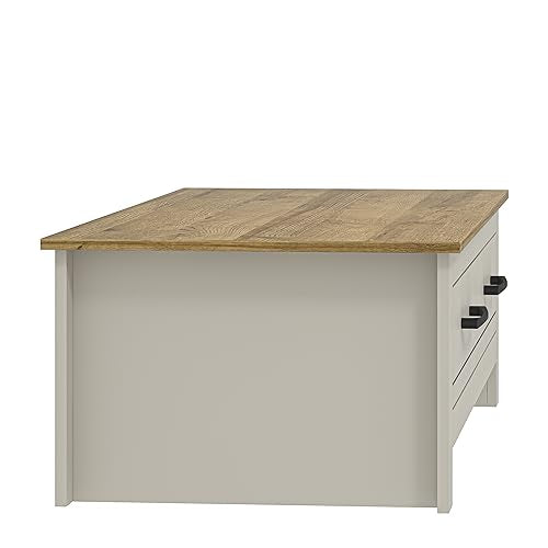 Galano Limestone Coffee Table - 2 Drawer Storage Unit - Engineered Wood Storage Cabinet, Rectangular Living Room Table with Storage