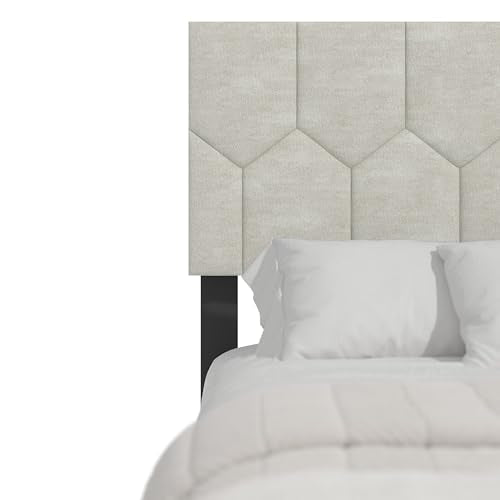 Galano Grimsby Upholstered Double Bed - Stylish Fabric Bedframe with Headboard - Sturdy Bedframe for Adult with Wooden Slat Support - Easy Assembly