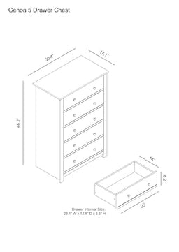 Galano Genoa 5 Drawer Dresser Wooden Dresser with Large Capacity Storage Chest of Drawers Modern Bedroom Furniture Design 17.13