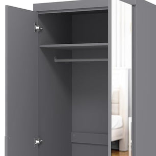 Galano Kimberley 2 Door Wardrobe with Mirror - Stylish & Sturdy Wardrobe - Bedrrom Furniture with Hanging Rail Storage