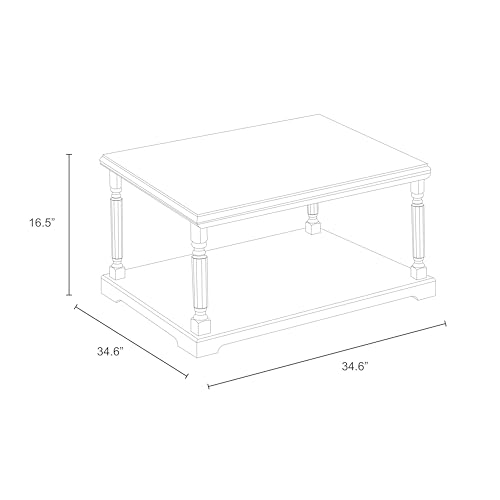 Galano Delroy Coffee Table for Living Room, 2-Tier Rustic Wood Desktop & Sturdy Legs Table Modern Design Home Furniture with Storage Shelf, Antique Oak