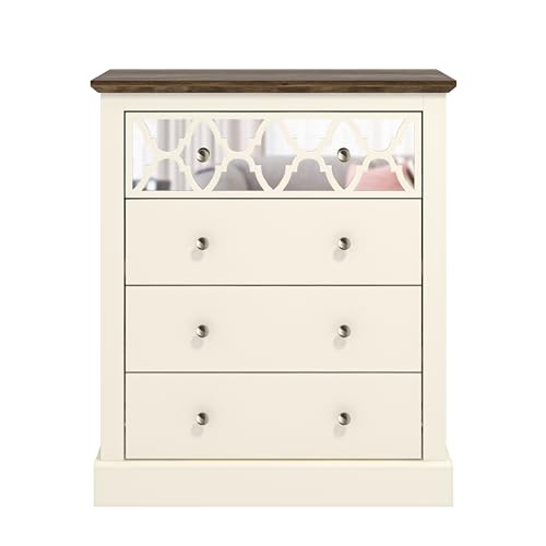 Galano Sufly 4 Drawer Chest - Chest of Drawers with Storage as Bedroom Furniture - Closet Organizers and Storage Cabinet for Hallway, Entryway - Ivory/Oak