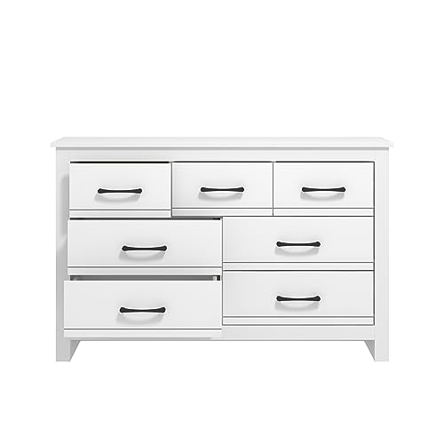 Galano Limestone 3+4 Drawer Chest - Chest of Drawer for Bedroom - Closet Organizers and Storage Cabinet for Hallway, Entryway (White)