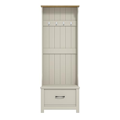 Galano Limestone Hallway Unit - Entryway Bench with Coat Rack - Storage Cabinet with Bench & Coat Rack