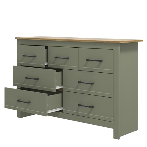 Galano Limestone 3+4 Drawer Chest - Chest of Drawer for Bedroom - Closet Organizers and Storage Cabinet for Hallway, Entryway (Dark Green)