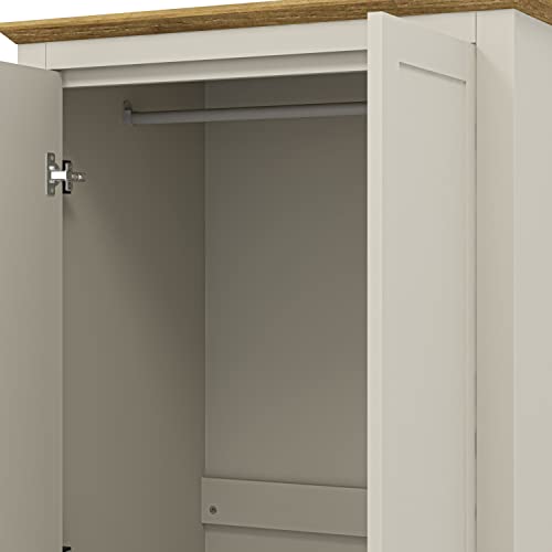 Galano Sufy 2 Door 1 Drawer Wardrobe - Minimalist Wardrobe - Bedroom Furniture Unit with Hanging Rail Storage and Drawer - Wardrobe Storage - W79.7 x D56 x H182cm - Light Grey