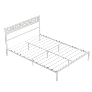 Galano Candence Calico Queen Metall-Bettrahmen, Lattenrost aus Stahl, kein Boxspringbett erforderlich, einfache Montage, weiß