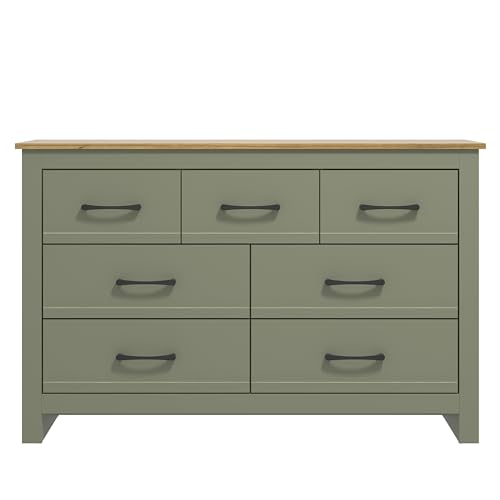 Galano Limestone 3+4 Drawer Chest - Chest of Drawer for Bedroom - Closet Organizers and Storage Cabinet for Hallway, Entryway (Dark Green)