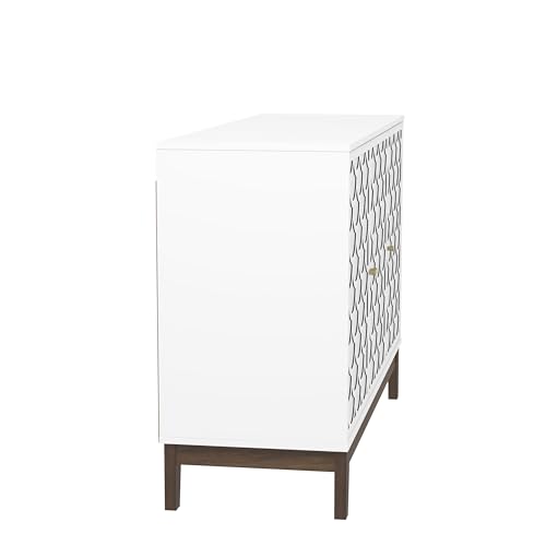 Galano Trafford 3 Door Sideboard - Storage Drawer Cabinet for Living Room, Bedroom, or Kitchen (Trafford, White)