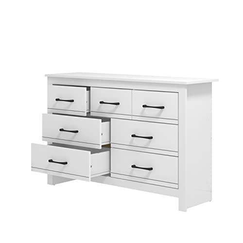 Galano Limestone 3+4 Drawer Chest - Chest of Drawer for Bedroom - Closet Organizers and Storage Cabinet for Hallway, Entryway (White)