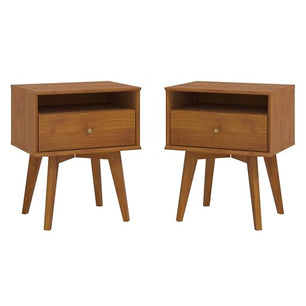 Galano Abby Serence Nightstand Set of 2, Bedside Table with Rustic Design Drawers, Night Stand for Bedroom, 2 Drawer Storage End Table, for Living Room, 18.11