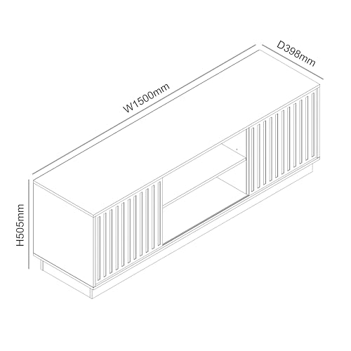 Galano Ryuki 2-türiges TV-Möbel, Entertainment-Center für bis zu 65 Zoll große Fernseher, 150 cm großes TV-Möbel mit 2 Türen, TV-Ständerschrank für das Wohnzimmer, viel Stauraum