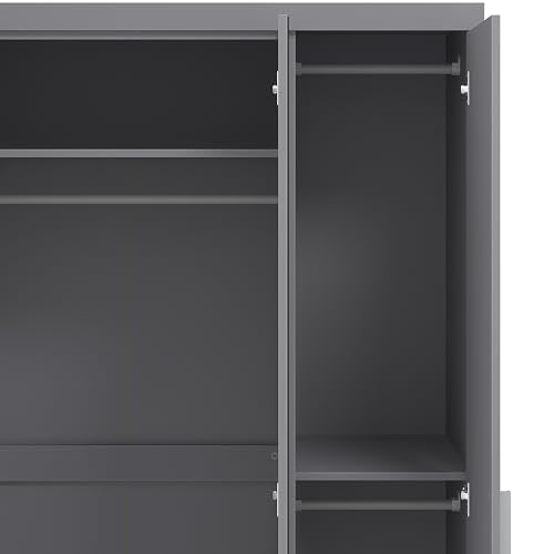 Galano Kimberley 3 Door Wardrobe with Mirror - Mirrored Stylish & Sturdy Wardrobe - Bedrrom Furniture with Hanging Rail Storage