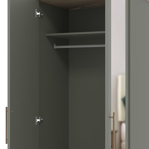 Galano Cleverton Wardrobe - Stylish & Sturdy Wardrobe with Bar Gold Metal Handle - Bedroom Furniture Unit with Hanging Rail Storage