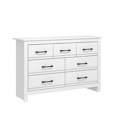 Galano Limestone 3+4 Drawer Chest - Chest of Drawer for Bedroom - Closet Organizers and Storage Cabinet for Hallway, Entryway (White)