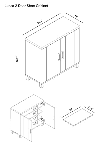 Galano Lucca 2 Door Shoe Cabinet, Shoe Rack, Standing Shoe Cabinet, Shoe Storage with Doors, Shoe Rack, Shoe Organizer for Home, Office