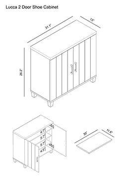 Galano Lucca 2 Door Shoe Cabinet, Shoe Rack, Standing Shoe Cabinet, Shoe Storage with Doors, Shoe Rack, Shoe Organizer for Home, Office