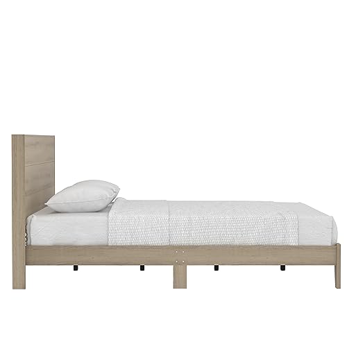 Galano Payne Wood Platform Queen Bed Frame with Headboard, Mattress Foundation with Wood Slat Support, No Box Spring Needed, 64.17" D x 85.31" W x 40.15" H, Oslo Oak