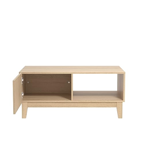 Galano Hanwell Coffee Table - Stylish Storage Cabinet with Fishborne Effect - Engineered Wood Storage Cabinet, Rectangular Living Room Table with Storage (Oslo Oak)