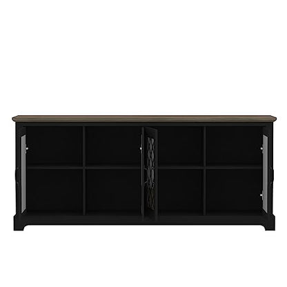 Galano Millicent 75 Inch TV Stands for Living Room with Storage, 17.1" D x 68.2" W x 29.3" H, Black Knotty Grey Oak