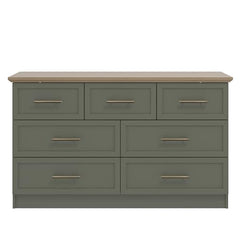 Galano Cleverton 3+4 Drawer Chest - Chest of Drawers with Storage for Bedroom - Closet Organizers and Storage Cabinet for Hallway, Entryway (Dark Green/Oak)