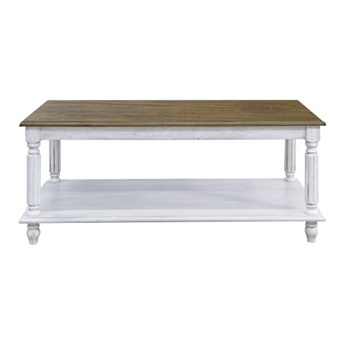 Galano Mosheim Coffee Table - Coffee Table with Shelf - Spray Painted Solid Wooden Coffee Table for Living Room