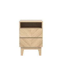 Galano Hanwell 2 Drawer Side Table, Stylish Fishborne Design End Table with Drawer Open Shelf Stable Sturdy Engineered Wooden Nightstand Storage for Small Spaces/Living Room/Bedroom