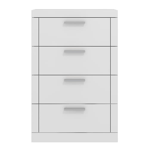 Galano Kimberley 4 Drawer Chest - Tall Drawer Chest with Storage for Bedroom - Chest of Drawers for Clothes - Storage Cabinet for Hallway, Entryway - White