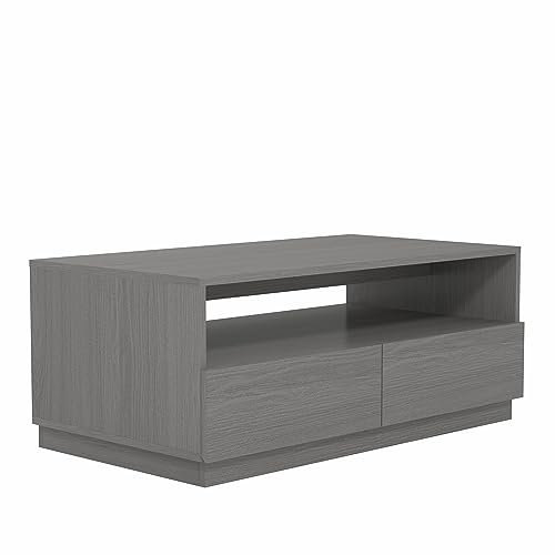 Galano Anderson Coffee Table - 2 Drawer Storage Unit - Engineered Wood Storage Cabinet, Rectangular Living Room Table with Storage