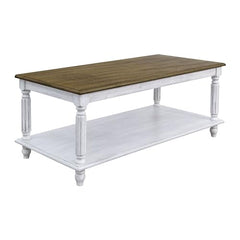 Galano Mosheim Coffee Table - Coffee Table with Shelf - Spray Painted Solid Wooden Coffee Table for Living Room