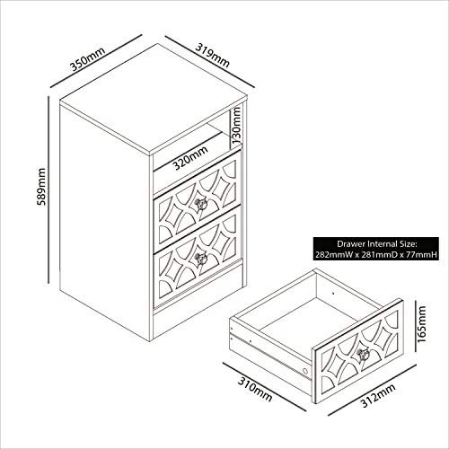 Galano Bowen 2 Drawer Bedside Table, Stylish Side Table, Organizers and Storage Cabinet for Hallway, Entryway or Bedroom