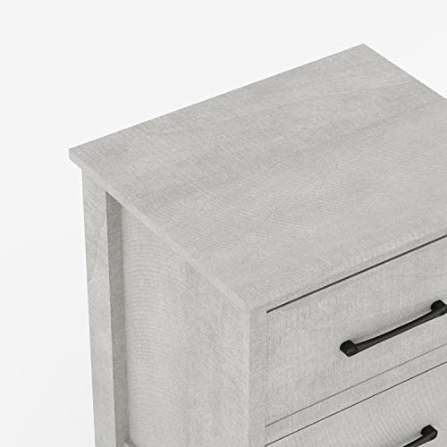 Galano Kellie 2 Drawer Nightstand, Bedside Table, Night Stand for Bedroom, End Table, Sofa Side Table for Living Room, 15.8" D x 19" W x 21.9" H, Dusty Grey Oak