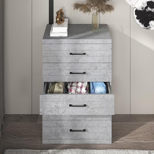 Galano Hamsper 6 Drawer Dresser with Interlock Drawer Feature, Deep Drawers for Closet Organizer, Ultra Fast Assembly, 16.14" D x 46.46" W x 31.02" H, Dusty Grey Oak