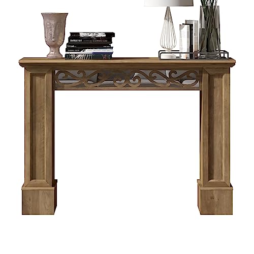 Galano Plunto Console Table - Bookshelf with Storage - Entryway Table - Living Room Tables - Living Room Furniture - Side Table - End Table - Easy Assembly - Knotty Oak with Ivory