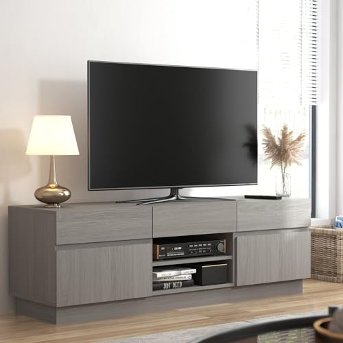 Galano Anderson TV Unit, Entertainment Centre for up to 60" TV, TV Unit with 2 Doors, TV Stand Cabinet for Living Room, Large Storage