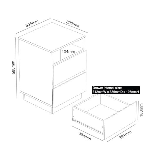 Galano Anderson 2 Drawer Side Table with Shelf - Storage Cabinet for Hallway - Entryway - Foyer - Living Room - Bedroom - Space Saving