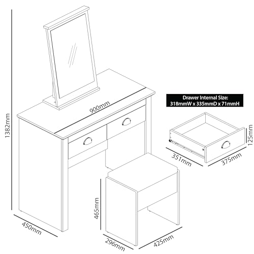 Galano Sufy Dressing Table with Mirror and Cushioned Stool - Bedroom Large Vanity Makeup Table with Drawer Storage – Console Table for Home Hallway and Living