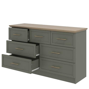 Galano Cleverton 3+4 Drawer Chest - Chest of Drawers with Storage for Bedroom - Closet Organizers and Storage Cabinet for Hallway, Entryway (Dark Green/Oak)