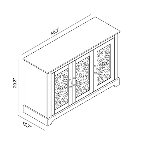 Galano Calidia Sideboard mit 3 Türen, Sideboard, Buffetschrank, Konsole mit Acrylspiegeltüren und verstellbaren Regalen, 39,4 cm T x 116,4 cm B x 74,9 cm H, Asteiche