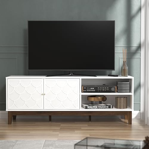 Galano Trafford TV-Möbel mit 2 Türen, Entertainment-Center für Fernseher bis 60 Zoll, TV-Ständerschrank für Wohnzimmer, viel Stauraum