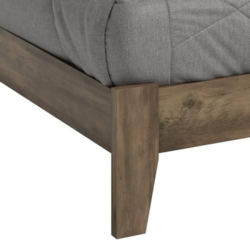 Galano Tiena Louvered Wood Platform Queen Bed Frame with Headboard, Mattress Foundation with Wood Slat Support, No Box Spring Needed, 65.75" D x 85.35" W x 40.16" H, Knotty Oak