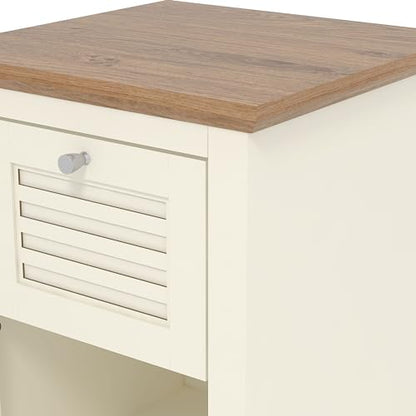 Galano Milan 1 Drawer Bedside Table - Stylish Side Table with Storage - Storage Cabinet for Hallway - Entryway or Bedroom (Pearl White Oak)