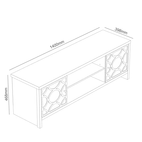 Galano Iris 2 Door TV Unit, Entertainment Centre for up to 60" TV, TV Stand Cabinet for Living Room, Large Storage