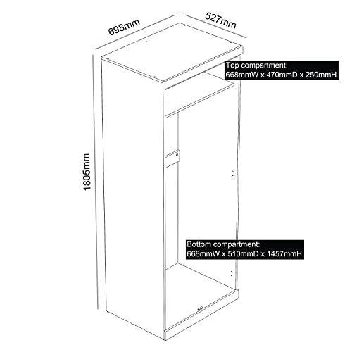 Galano Allington Wardrobe - Stylish & Sturdy Wardrobe - Bedrrom Furniture with Hanging Rail Storage