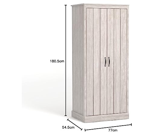 Galano Bristol 2 Door Wardrobe – Bedroom Furniture Unit with Hanging Rail Storage for Clothes Hanging Bedroom Storage - Engineered Wood - ‎54.5 x 77 x 180.5 cm