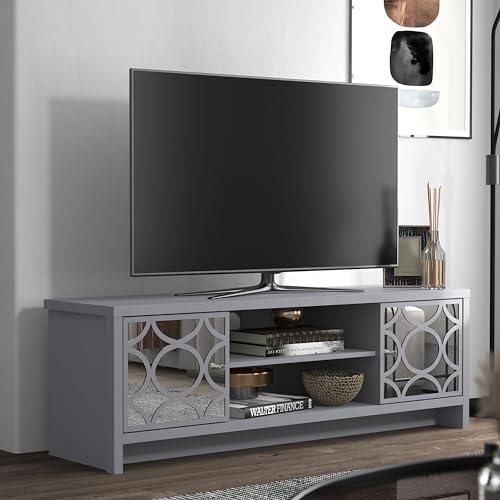 Galano Iris 2 Door TV Unit, Entertainment Centre for up to 60" TV, TV Stand Cabinet for Living Room, Large Storage