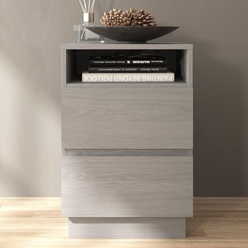 Galano Anderson 2 Drawer Side Table with Shelf - Storage Cabinet for Hallway - Entryway - Foyer - Living Room - Bedroom - Space Saving